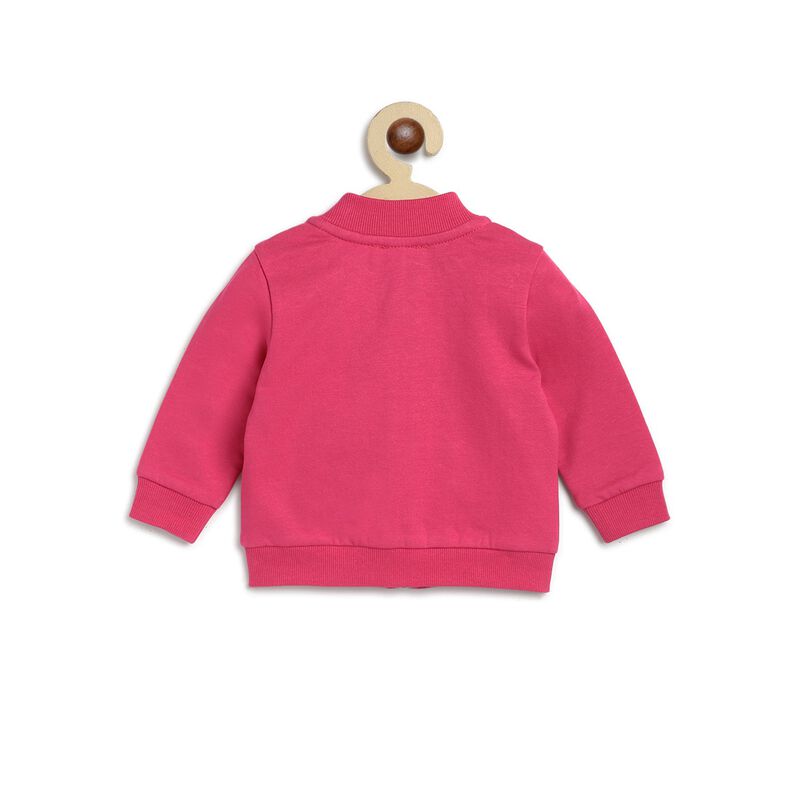 Girls Dark Pink Front Open Fleece Cardigan image number 1